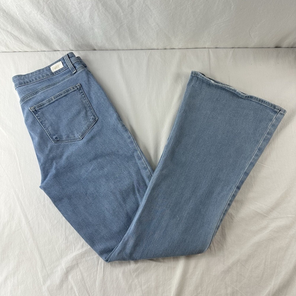 PAIGE size 32 Women's Bell Canyon Blue Denim High Rise Flare Jeans Worn Twice
